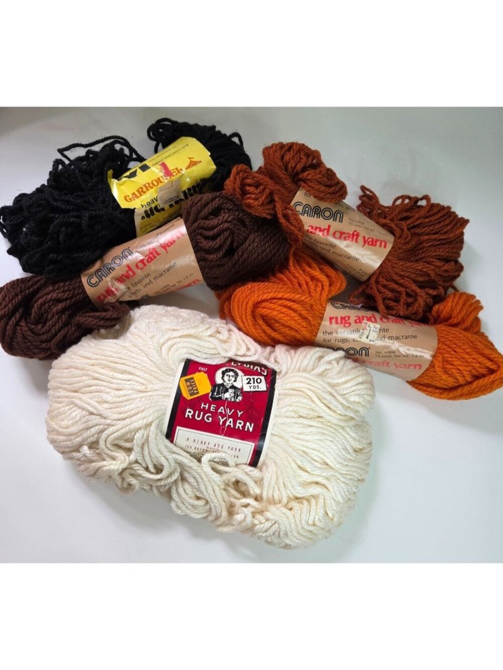 Vtg Lot Rug Craft Yarn Skeins By Aunt Lydias & Caron Assorted Colors Textures